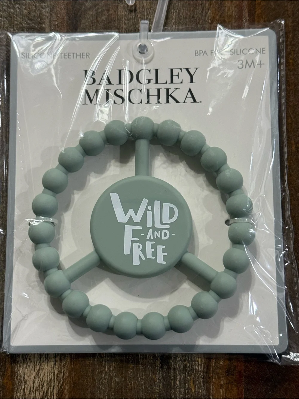 Badgley Mischka Wild and Free Sage Silicone Baby Teether NWT